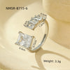 Luxury Stainless Steel Ring With Square Zircon Inlaid Electroplated Peach Heart And Round Shapes