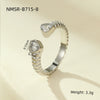 Luxury Stainless Steel Ring With Square Zircon Inlaid Electroplated Peach Heart And Round Shapes