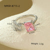 Luxury Stainless Steel Ring With Square Zircon Inlaid Electroplated Peach Heart And Round Shapes