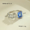 Luxury Stainless Steel Ring With Square Zircon Inlaid Electroplated Peach Heart And Round Shapes