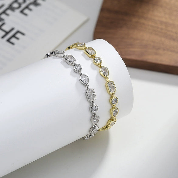 Luxury Style Geometric Silver Bracelet With Electroplating For Women And Men