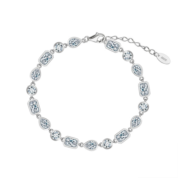 Luxury Style Geometric Silver Bracelet With Electroplating For Women And Men