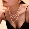 Luxury Sweet Clavicle Chain Jewelry With Shell Beads Titanium Steel 18K Gold Plated Geometric Style