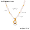 Luxury Sweet Clavicle Chain Jewelry With Shell Beads Titanium Steel 18K Gold Plated Geometric Style