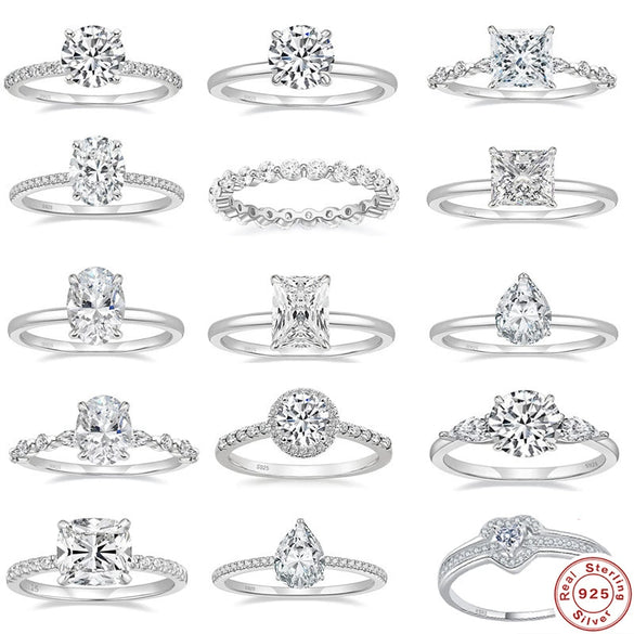 Luxury Texture Geometric Cool Carat Diamond Engagement Wedding Bridal Ring In Sterling Silver With Electroplating