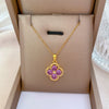 Luxury Titanium Steel Micro Pave Flower And Lucky Bead Clavicle Necklace For Women Geometric O Chain Diamond Style Jewelry