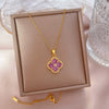 Luxury Titanium Steel Micro Pave Flower And Lucky Bead Clavicle Necklace For Women Geometric O Chain Diamond Style Jewelry