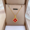 Luxury Titanium Steel Micro Pave Flower And Lucky Bead Clavicle Necklace For Women Geometric O Chain Diamond Style Jewelry