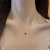 Luxury Titanium Steel Micro Pave Flower And Lucky Bead Clavicle Necklace For Women Geometric O Chain Diamond Style Jewelry
