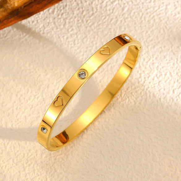 Luxury Titanium Steel Wave Double Row Drill Butterfly Bracelet 18K Vacuum Plating Polish