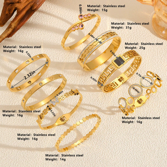 Luxury Titanium Steel Wave Double Row Drill Butterfly Bracelet 18K Vacuum Plating Polish