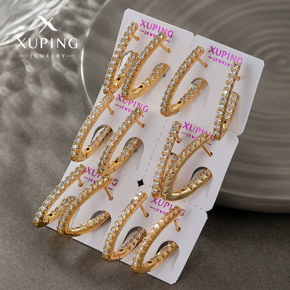 Luxury Vshaped Micropaved Zircon Alloy Earrings With Electroplating For Women