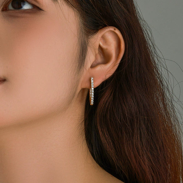 Luxury Vshaped Micropaved Zircon Alloy Earrings With Electroplating For Women