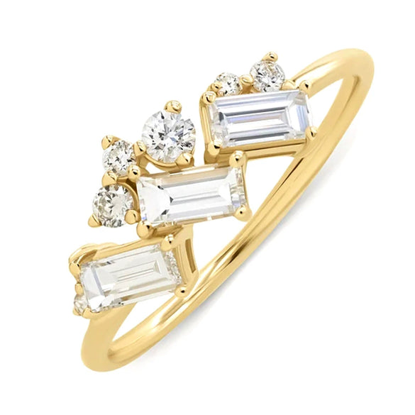 Luxury Women's Geometric Silver Ring With Electroplating
