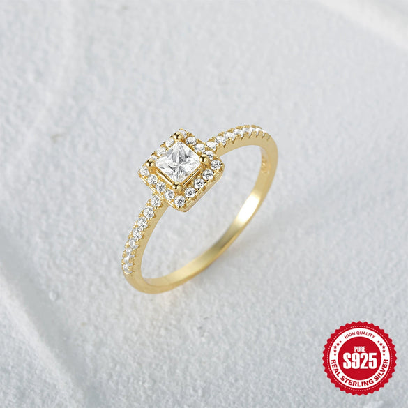 Luxury Women's Geometric Silver Ring With Electroplating