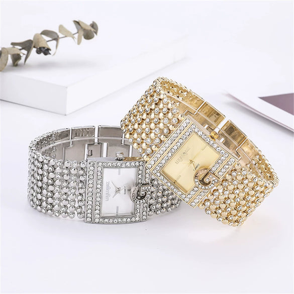 Luxury Women's Quartz Watch Stainless Steel Alloy Rectangle Dial Leisure Style