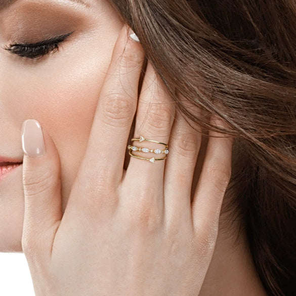 Luxury Women's Silver Ring With Geometric Design Electroplated For Engagement Wedding