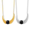 Luxury Women's Stainless Steel Clavicle Chain With Black Onyx Fashion Distinctive Long Fadeless Necklace Electroplated Titanium Steel Geometry Design