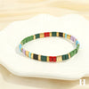 Macaron Color Mixed Material Hand Painted Geometric Beads Stretch Bracelet For Women And Unisex