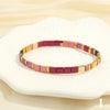 Macaron Color Mixed Material Hand Painted Geometric Beads Stretch Bracelet For Women And Unisex