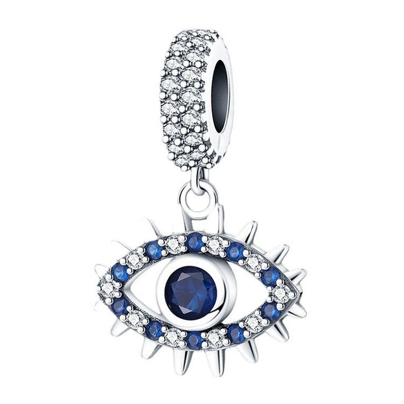 Magic Eye Series Blue Eyes Beads Panjia White Copper Silver Plated Dripping Oil Style