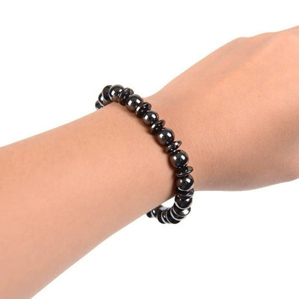 Magnetic Black Gallstone Beaded Bracelet Handmade With The Crown Pattern Unisex