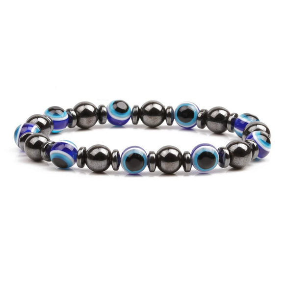 Magnetic Black Gallstone Beaded Bracelet Handmade With The Crown Pattern Unisex