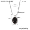 Maillard Style Autumn Winter Stacked Oval Tiger Eye Stone Pendant Necklace Light Luxury Stainless Steel Non Fading Regular Chain Electroplated