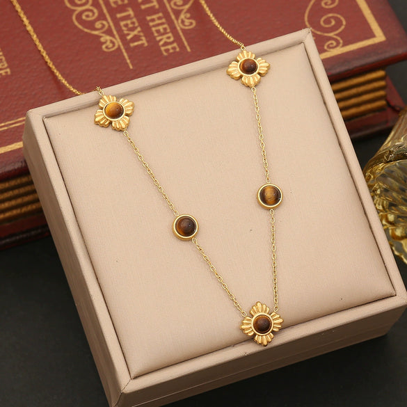 Maillard Style Geometric Stainless Steel Necklace Suit With O Chain And Electroplating Design