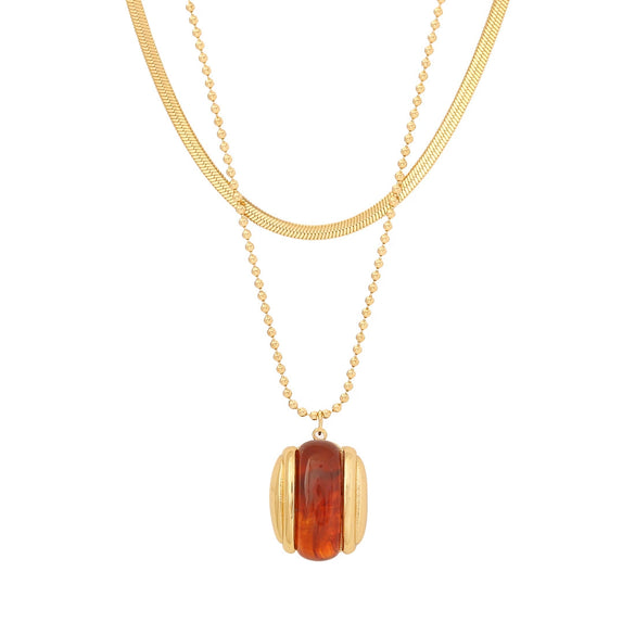 Maillard Style Stainless Steel Double Chain Jewelry With Geometric Pendant And Electroplating Treatment For Women