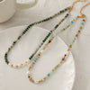 Malachite Freshwater Pearl Stone Handmade Retro Geometric Women's Necklace
