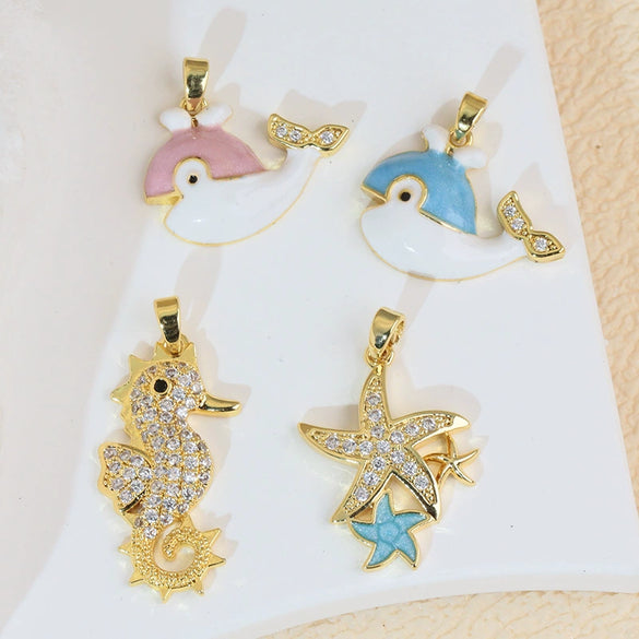 Marine Animal Zodiac Copper Jewelry Accessories Pendant Electroplated