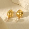 Marine Element Titanium Steel Stainless Steel Scallop Geometric Electroplated Women's Earrings