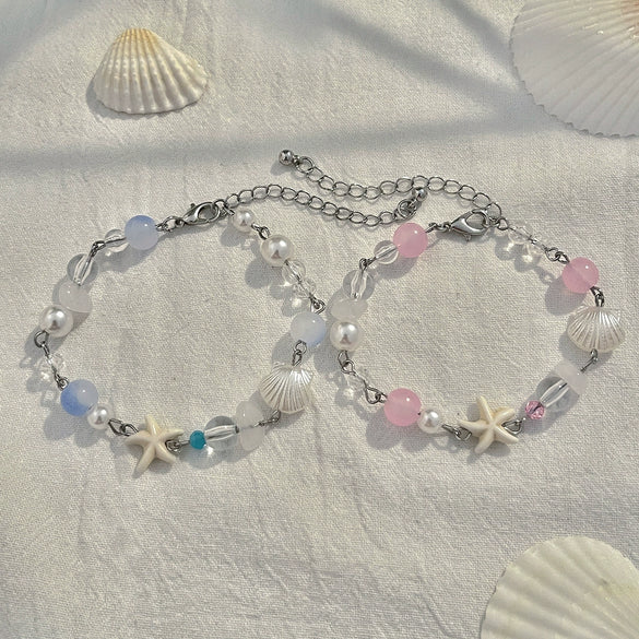 Marine Holiday Starfish Shell Acrylic Geometric Beaded Handmade Women's Bracelet