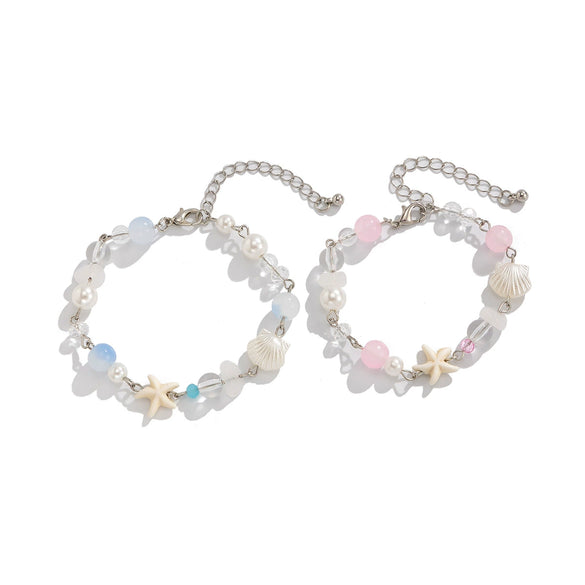 Marine Holiday Starfish Shell Acrylic Geometric Beaded Handmade Women's Bracelet