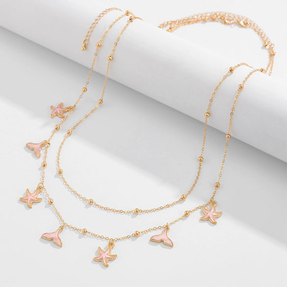 Marine Holiday Wind Starfish Fishtail Waist Chain Sexy Metal Body Chain Copperclad Iron Chain Alloy Dripping Oil