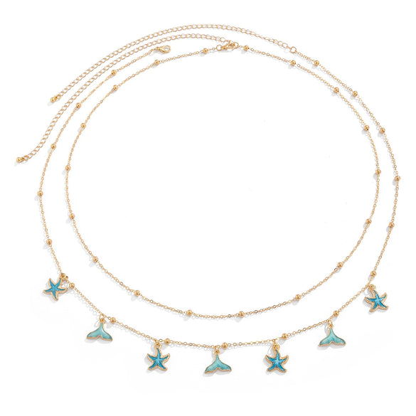 Marine Holiday Wind Starfish Fishtail Waist Chain Sexy Metal Body Chain Copperclad Iron Chain Alloy Dripping Oil