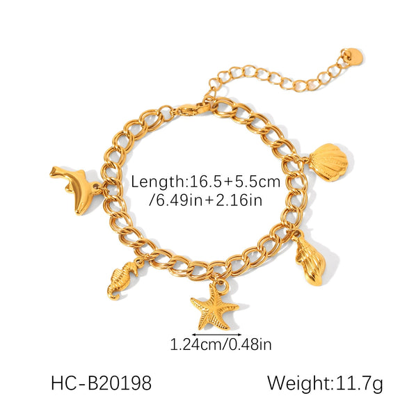 Marine Life Stainless Steel And Titanium Steel Pendant Necklace Bracelet Earrings With Electroplating