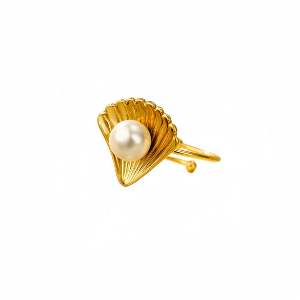 Marine Pearl Stainless Steel Ring Fashionable Luxurious Electroplated Women's