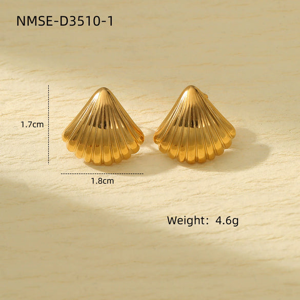 Marine Scallop Stainless Steel 18K Electroplated Retro Women's Earrings