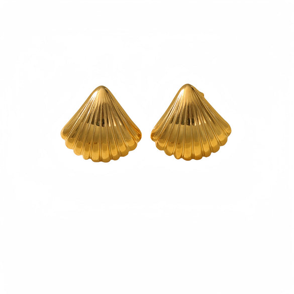 Marine Scallop Stainless Steel 18K Electroplated Retro Women's Earrings