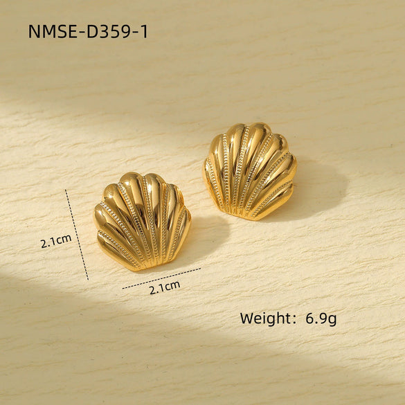 Marine Scallop Stainless Steel 18K Electroplated Retro Women's Earrings