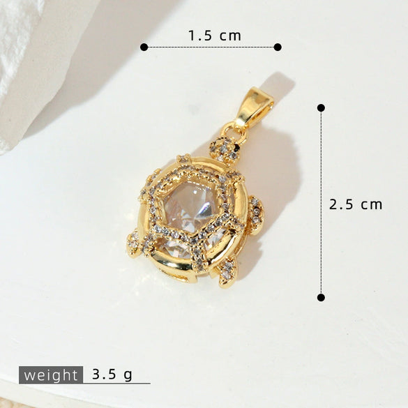 Marine Series Animal Turtle Pendant Necklace Copper Microinlaid Electroplating