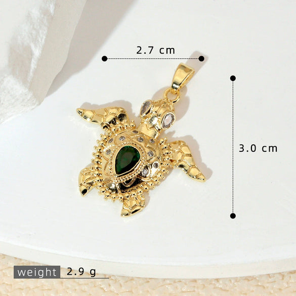 Marine Series Animal Turtle Pendant Necklace Copper Microinlaid Electroplating
