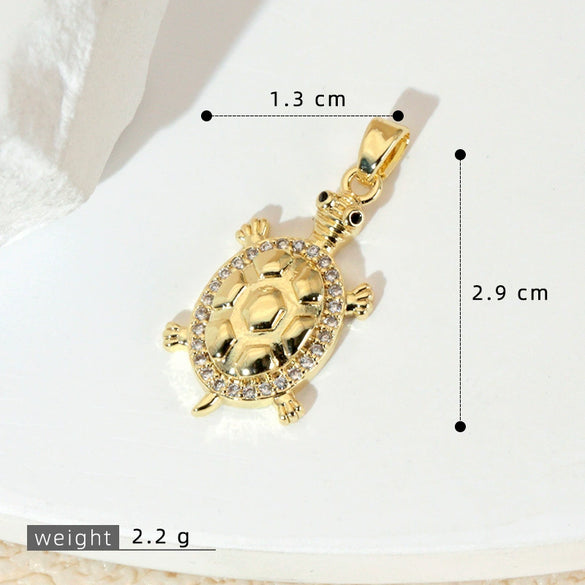 Marine Series Animal Turtle Pendant Necklace Copper Microinlaid Electroplating