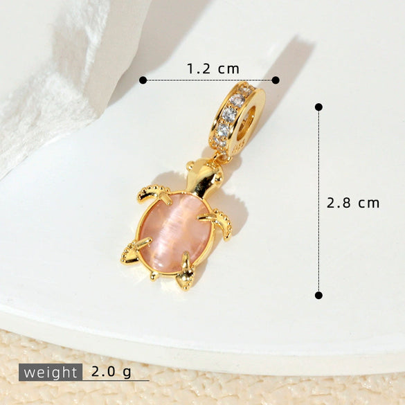 Marine Series Animal Turtle Pendant Necklace Copper Microinlaid Electroplating
