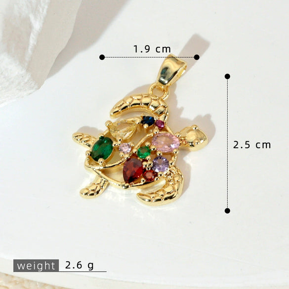 Marine Series Animal Turtle Pendant Necklace Copper Microinlaid Electroplating