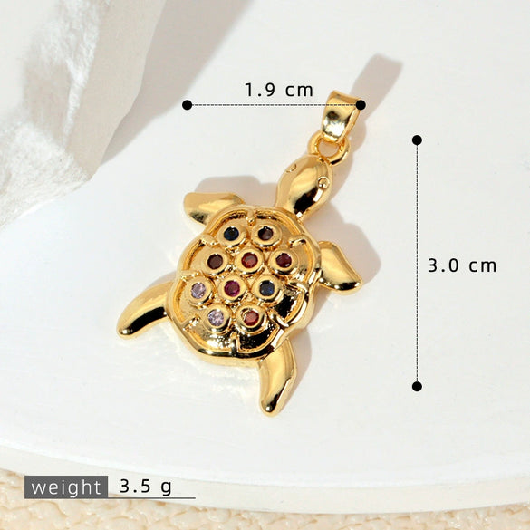 Marine Series Animal Turtle Pendant Necklace Copper Microinlaid Electroplating