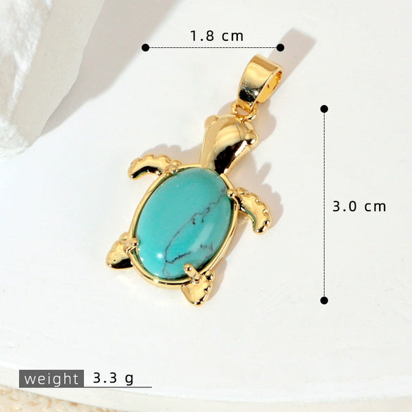 Marine Series Animal Turtle Pendant Necklace Copper Microinlaid Electroplating