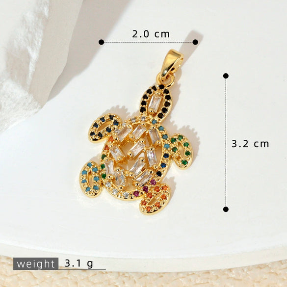 Marine Series Animal Turtle Pendant Necklace Copper Microinlaid Electroplating